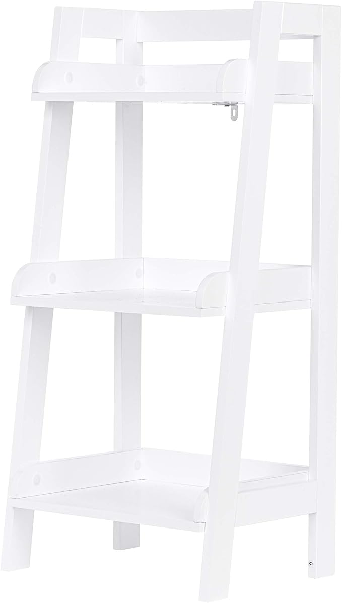 UTEX 3-Tier Ladder Shelf, Bathroom Shelf Freestanding, 3-Shelf Spacesaver Open Wood Shelving Unit, Ladder Shelf (White)