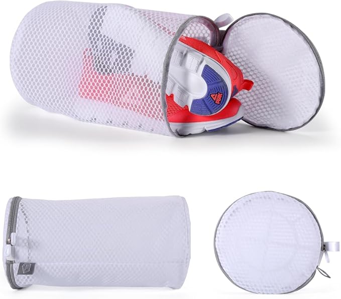 Kimmama Laundry Bags Mesh Wash Bags, Shoe Washing Machine Bag, Net Washer Sack with Zipper, Dryer Pouch for Cleaning and Drying Footwear, Sneaker, Trainers, Plimsolls, Slippers, Gym, Running, Tennis