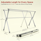 Clothes Drying Rack, Heavy-Duty Folding Laundry Drying Rack for Indoor Outdoor Use, 50.4-78.7" Extendable Stainless Steel, Space-Saving Design, Foldable Freestanding Airer
