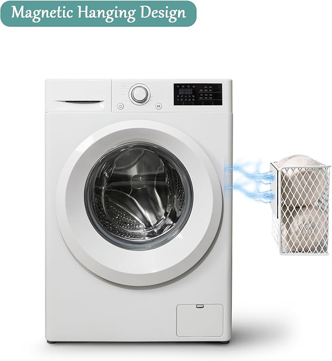 Magnetic Dryer Ball Holder For Laundry Room Organization And Storage, Metal Hanging Lint Bin Basket, Iron Mesh Dryer Ball Container Box Organizer