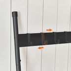 HOOBRO Blanket Ladder, 6-Tier Towel Rack with Hooks, Wall-Leaning Blanket Rack, Decorative Display Ladder Shelf, Scarves, Industrial, Living Room, Bedroom, Black BB66CJ01