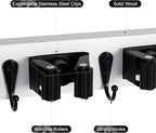 Broom Holder Wall Mount With 5 Slots & 4 Hooks，Rustic Wood Broom & Mop Hanger，Wall Mounted Garden & Garage Tool Storage Organizer Rack for Closet Laundry Room or Kitchen Wall Decor White