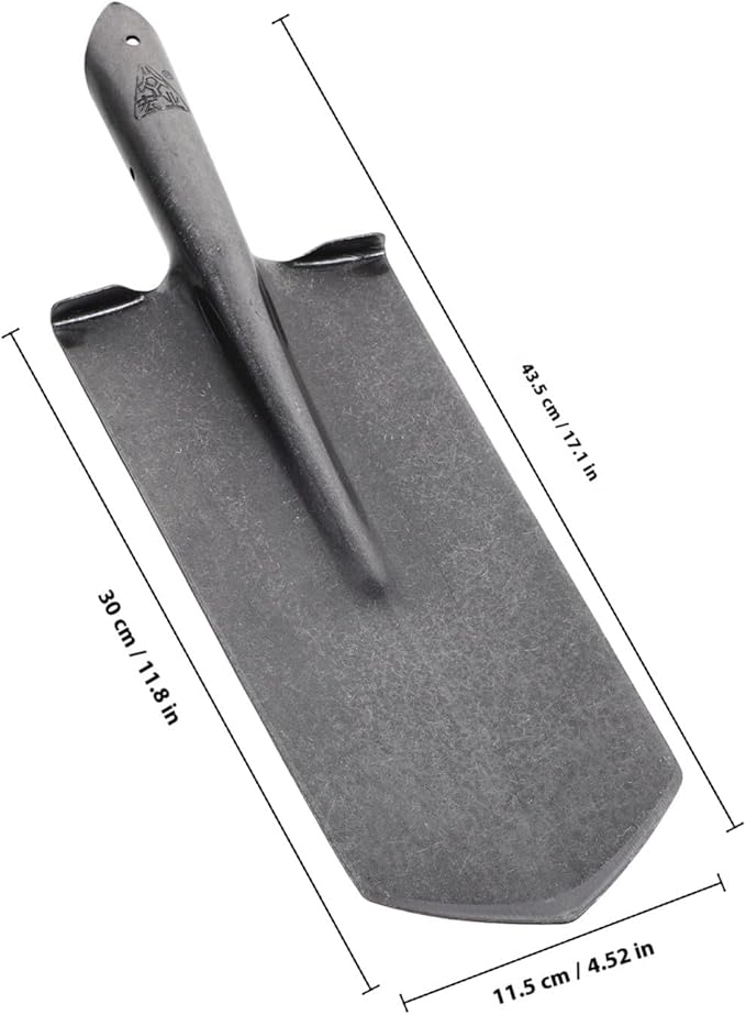 Heavy-Duty Manganese Steel Garden Spade and Narrow-Head Digging Shovel for Tree Planting and Soil Excavation with Sturdy Metal Handle for Lawn and Patio Gardening
