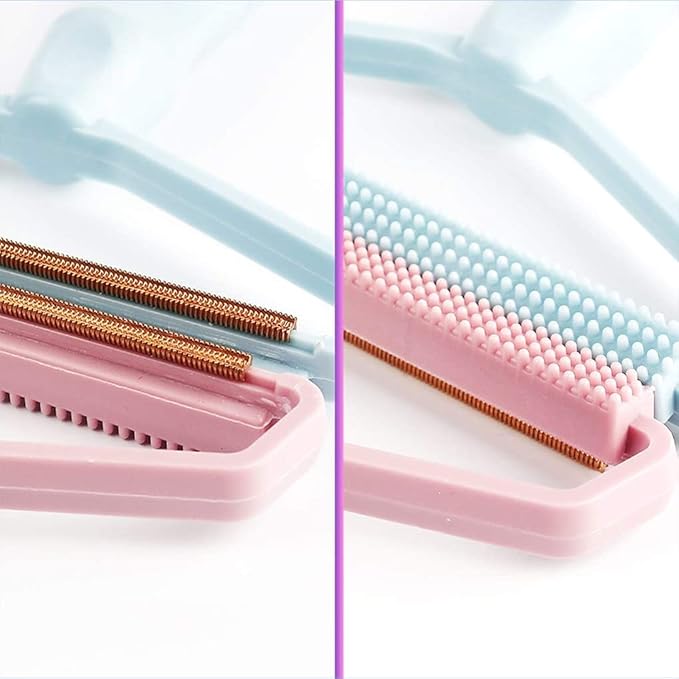 2 Pack Portable Lint Remover, Manual Fabric Shaver, Reusable Pet Hair Remover for Carpet, Clothing, Furniture, Couch Blue Pink 2pcs