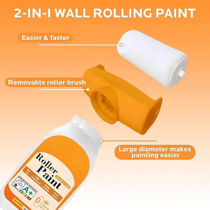Wall Paint Repair Kit: All-in-One Patch Kit Remove Stains, Scratches - White Touch Up Paint for Flat, Ceiling Wall with Roller, Gloves & sandpaper
