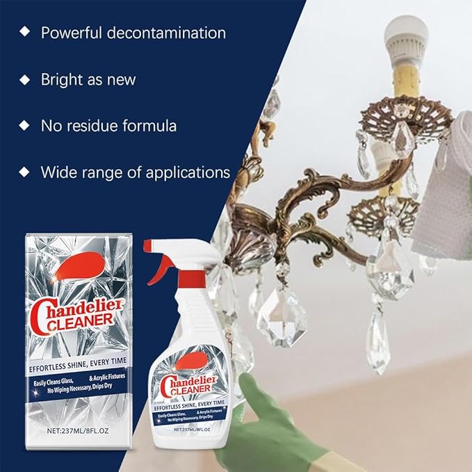 2 Pcs Chandelier Cleaner Spray – No Wipe Crystal & Brass Cleaner for Chandeliers, Drip-Dry Formula, Safe for Glass, Silk Plants, and Dark Crystals – Fast Dusting & Streak-Free Cleaning