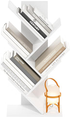 Furinno Tree Bookshelf 5-Tier Floor Standing Tree Bookcase, White
