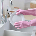 HSL Household Cleaning Gloves - Reusable Kitchen Dishwashing Gloves with Latex Free, Cotton lining, Waterproof, Non-Slip (Large, 2 Pairs)