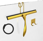 Shower Squeegee for Glass Door 12-Inch Stainless Steel Bathroom Squeegee Window Wiper, with Shower Door Hook, Adhesive Hook, and Spare Silicone Blade for Window Mirror Car All-Purpose Squeegee