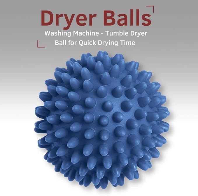 Reusable Laundry Dryer Balls, Plastic Anti-Static Fabric Softener, Reduces Wrinkles, Sustainable Cleaning Supplies, Essential Washing & Drying Aid for Soft, 6 Pack, 2.36 in (Blue/White/Red)