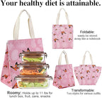 iknoe Insulated Lunch Bag for Women, 9L Sturdy Wide-Open Foldable & Portable Lunch Tote with Interior Pockets, Water-resistant Thermal Lunch Cooler for Adults Picnic Beach-Pink Butterfly