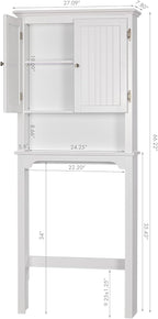 UTEX Over The Toilet Storage Cabinet, Over Toilet Bathroom Organizer with Adjustable Shelves and Double Doors, White