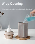 Foaming Soap Dispenser, Ceramic Refillable Foam Hand Soap Pump for Bathroom and Kitchen, Lotion Dispenser, Brown Foaming Dish Soap Dispenser, Modern Stripe Design, ANTIS'S HOME