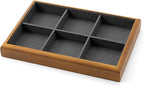 Oirlv Solid Wood 6 Grid Jewelry Organizer Tray Jewelry Drawer Organizer(Grey)