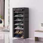 Calmootey 7 Tier Shoe Rack Organizer,Portable Shoe Shelf with Nonwoven Fabric Cover for Closet Hallway,Bedroom,Entryway,Grey