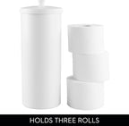 iDesign Freestanding Bathroom Toilet Paper Storage Holder with Lid for 3 Extra Rolls, White