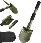 Folding Camping Shovel, Carbon Steel Multi-Tool Survival Shovel for Outdoor, Emergency, Hiking, Car Off-Road (Green)