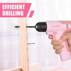 Cordless Drill, 7.2V Power Drill Set with 23pcs Acessories, 3/8" Keyless Chuck, Built-in LED, Type-C Charge Cable, Cleaning Brush Head, Pink Electric Screwdriver for Women