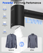 Handheld Steamer for Clothes, 1200W Foldable Travel Steamer, 20 Sec Preheat Garments Wrinkle Remover, 120V Portable Hand Iron with 150ml Water Tank, Clothes Steamer for Home Travel-Black