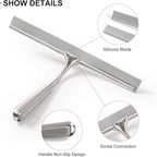 Shower Squeegee for Shower Doors 10 Inch Bathroom Squeegee for Windows,Kitchen,Mirror and Car Glass, Stainless Steel