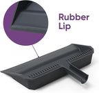 Superio 2-Pack Wide Plastic Dustpan with Comb - 16" Wide, Rubber Lip, Broom Handle Clip, Grey