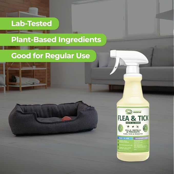 Mosquito Magician Indoor and Outdoor Spray - Use for Carpet, Furniture, Bedding, Couches & Pets – Plant-Sourced with Essential Oil – Cedarwood, 32 OZ