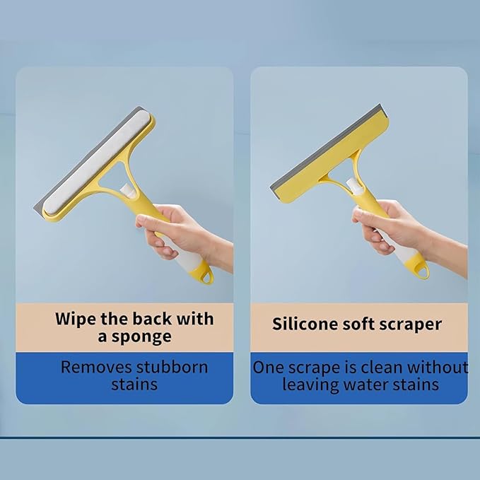 3 in 1 Window Cleaning Scraper,Window Squeegee Cleaner Tool with Built-in Spray Bottle for Car Home Windows Glass and Tiles Et (White)