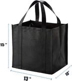 NERUB Set of 10 Reusable Grocery Bags Heavy Duty Shopping Bags Large Grocery Totes with Reinforced Bottom Super Sturdy Handles, Black