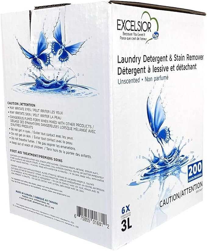 Excelsior - Laundry Detergent with Eco Bottle- Concentrated Liquid - Unscented, Biodegradable, Solvent, and Phosphate Free 3 Liter (2, New Packaging)