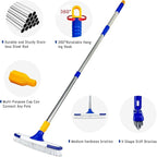 ITTAR Grout & Scrub Brush Combo, Floor Scrubber with Long Handle, Multi-Purpose Stiff Bristles Cleaning Brush Set for Tile, Grout, Deck, Kitchen, Shower Floor (2 Pcs)