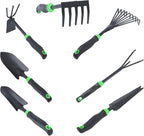 7-Piece Aluminum Alloy Heavy Duty Gardening Tool Set – Rust Proof, Ergonomic Handle, Includes Shovels, Rakes, Hoes & More for Gardening Enthusiasts