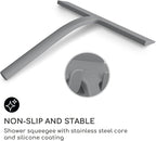 GÜTEWERK Shower Squeegee for Glass Doors, Silicone Window Squeegee, Bathroom and Glass Cleaning - Gray - 9 Inch