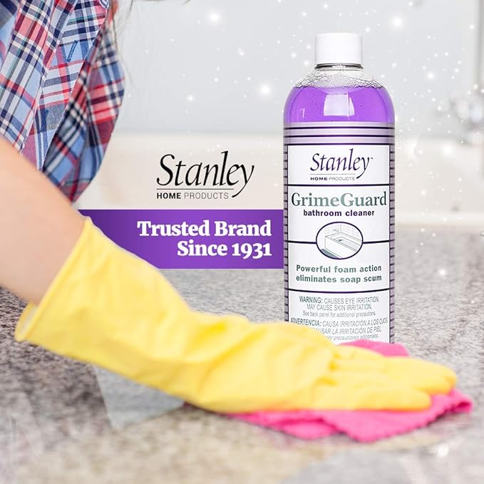 STANLEY HOME PRODUCTS GrimeGuard Bathroom Cleaner - Bleach Free & Non Abrasive Eco Shower & Kitchen Tiles Disinfectant & Deodorizer - Cleans Grime (Refill Bottle)
