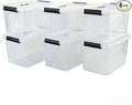 Plastic Storage Bins with Lids, 6 Pack Storage Organizer, 10 L Stackable Storage Bins with Buckle-Up Latches and Handle, Storage Totes for Home Office Pantry Organization, Clear