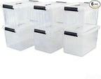 Plastic Storage Bins with Lids, 6 Pack Storage Organizer, 10 L Stackable Storage Bins with Buckle-Up Latches and Handle, Storage Totes for Home Office Pantry Organization, Clear