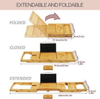 Foldable Bathtub Tray Caddy - Expandable Bath Tray for Tub | Secure, Non-Slip Bathtub Caddy for Tub for Bath Accessories, Self Care Home Spa Gift Set, Relaxing Gifts for Women, New Moms, House Warming
