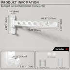 Wall Mounted Clothes Hanger Rack Foldable Drying Rack Hook Folding Indoor for Laundry Room Organization Bedroom Collapsible Racks Perfect for Small Spaces, 6 Hole White 1 Packs