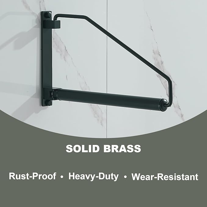 NEWRAIN Folding Clothes Hanger Rack, Wall Mounted Laundry Racks for Drying Clothes,Swing Clothing Hanging System Drying Closet Storage Organizer Black