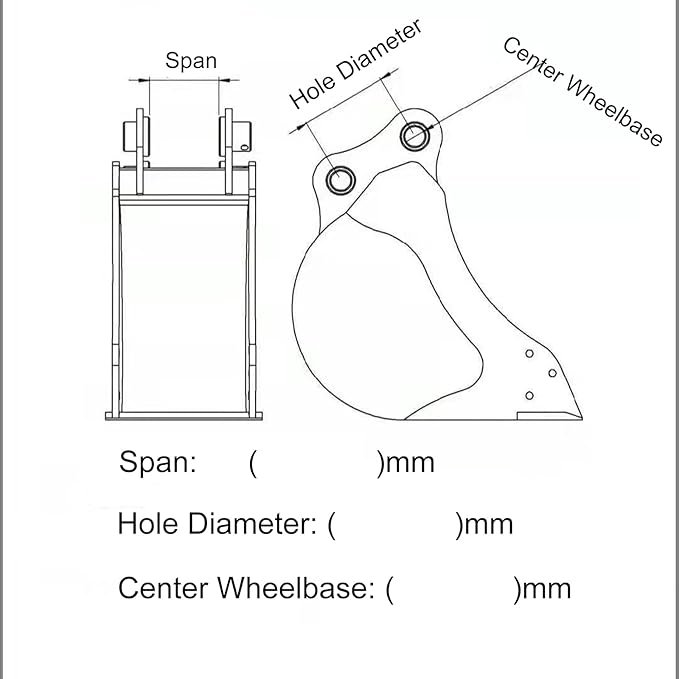 Small Digger Rake, Mini Excavator Rake, Backhoe Attachment, for 1T to 1.5T Excavators, 90MM/3.54in Span, 25MM/0.98in Hole Diameter, 90MM/3.54in Central Wheelbase