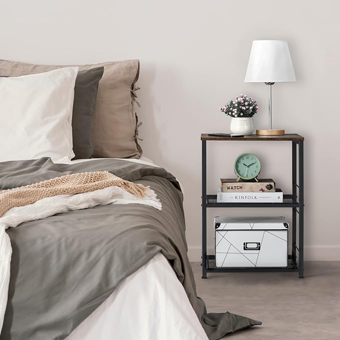 LIANTRAL 3 Tier Rolling Cart, Brown Kitchen Carts on Wheels with Storage, Multifunctional Utility Cart for Kitchen, Bathroom, Living Room, Bar, Office