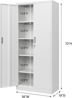 Storage Cabinet, 72 Inch Tall Metal Storage Cabinet with Doors and Shelves,Heavy Duty Metal Cabinet, Pantry Cabinets for Kitchen Storage, Garage Cabinet for Living, Dining Room