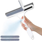 Pro 3 in 1 Window Cleaning Scraper with 2 Replaceable Cleaning Cotton Strips, 3 in 1 Spray Squeegee, Window Squeegee, Suitable for Cleaning Bathroom Glass, Mirrors, Car Windows (White)