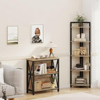 FATORRI Small Bookcase, Wood and Metal Low Short Bookshelf, Industrial Book Case and Rustic Book Shelf for Small Space (Rustic Oak)