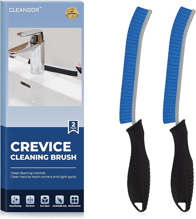 Crevice Cleaning Brushes, Cleaner Scrub Brush Tool for Hard to Reach Tight Space, Home Essentials, Cleaning Supplies for Shower, Bathroom, Kitchen, Toilet, Window