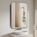 Bathroom Medicine Cabinet,16"x20" Mirror Door with Stainless Steel Brush Nickel Frame,Recessed & Surface Wall Cabinet with Removable Glass Shelves, Rust-Resistant Bathroom Storage Cabinet