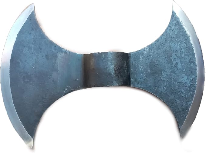 Double Pointed Axe Weapon Large and Heavy Elongated Warrior Viking Costume Battle Edge Adult Premium Collectible Gift by OUTFIT, Black, Length : 8.5 Inch (ICW Blades-0022)