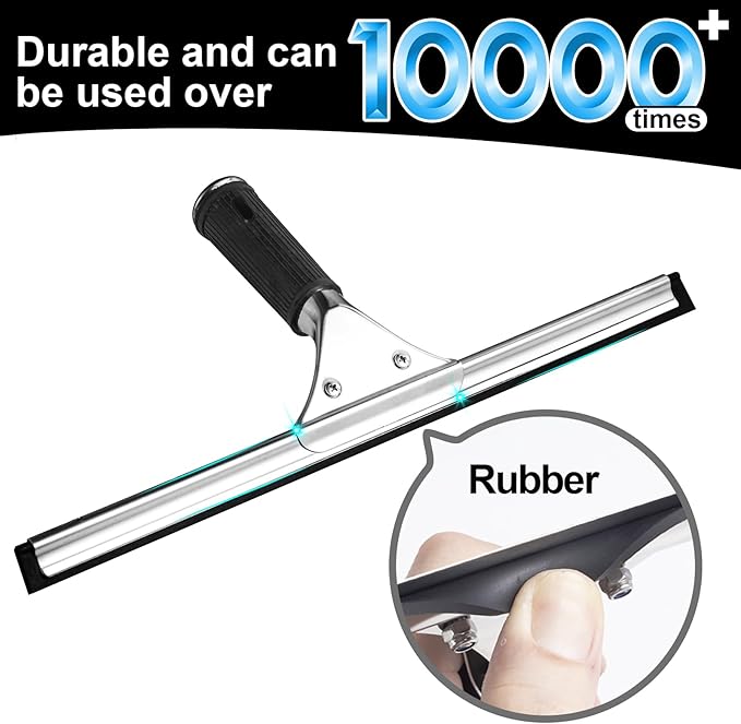 2Pack 14-Inch Multifunctional Rust Proof Window Cleaning Kit. for Shower Glass Doors, Bathroom Doors, Mirrors and Windows