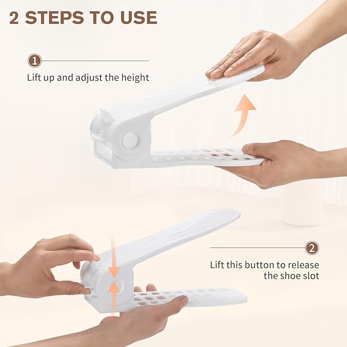 Shoe Slots Organizer Adjustable Shoe Stackers Double Deck Shoe Rack Holder Shoe Rack Storage Space Saver for Closet Organization