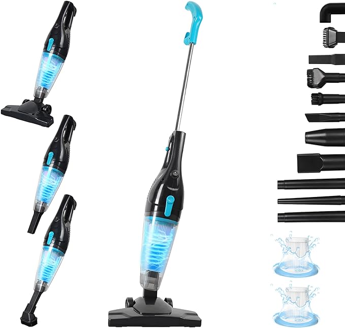Intercleaner Corded Vacuum Cleaner, 15KPa Powerful Suction with 400W Motor, 12 in 1 Lightweight Bagless Stick Vac with Handheld, Ultra Quiet, for Hardwood Floor Carpet Car Pet Hair