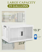 OlarHike 76QT Lockable Storage Bins with Lids - Folding Storage box with Doors and Wheels, Collapsible Plastic Bins for Closets, Stackable Organizer and Containers, Christmas Gifts, 3 Pack Cubes